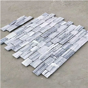 Smoky White Marble Stack Stone Veneer Wall