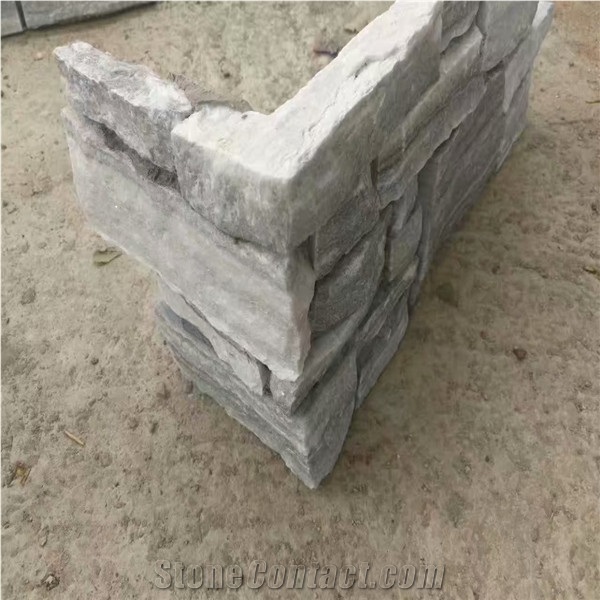 Smoky White Marble Stack Stone Veneer Wall