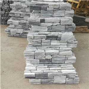 Smoky White Marble Stack Stone Veneer Wall