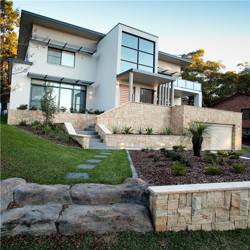 Yellow Limestone Split Exterior Wall Cladding