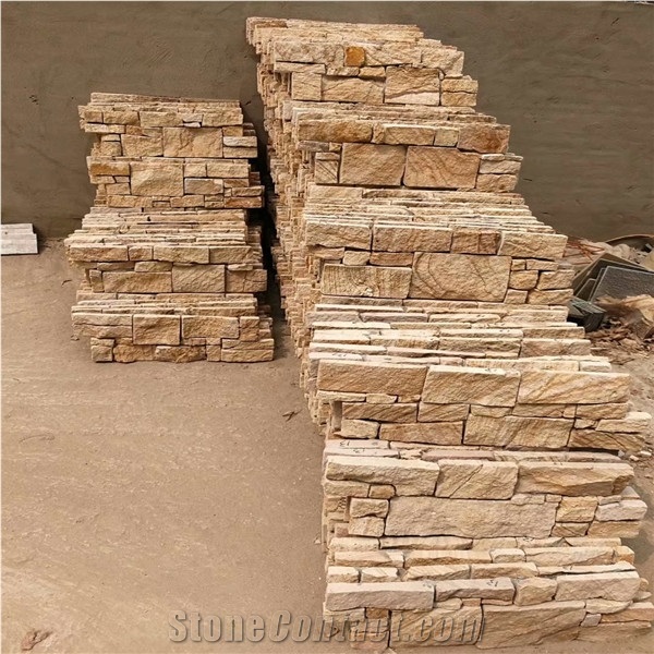 Yellow Sandstone Landscaping Stacked Stone Veneer