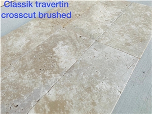 Classic Travertine Tiles Crosscut Brushed