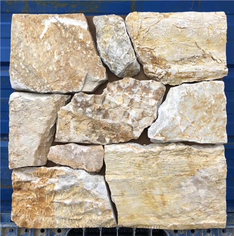 Yellow Random Lime Crazy Loose Stone Wall Cladding