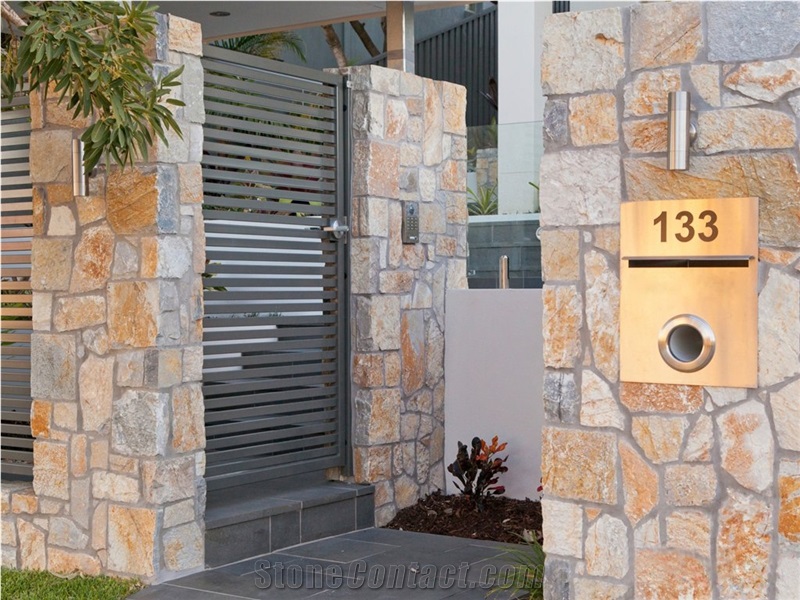 Yellow Random Lime Crazy Loose Stone Wall Cladding