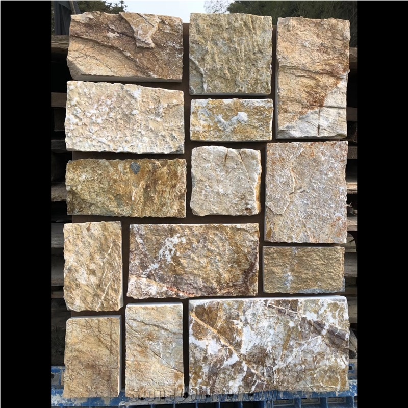 Yellow Random Lime Crazy Loose Stone Wall Cladding