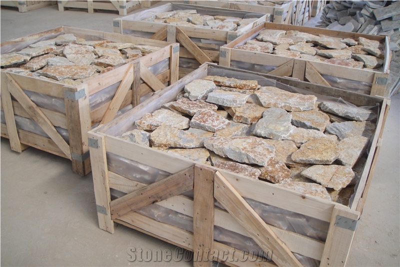 Yellow Random Lime Crazy Loose Stone Wall Cladding