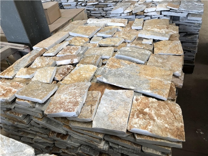 Yellow Random Lime Crazy Loose Stone Wall Cladding