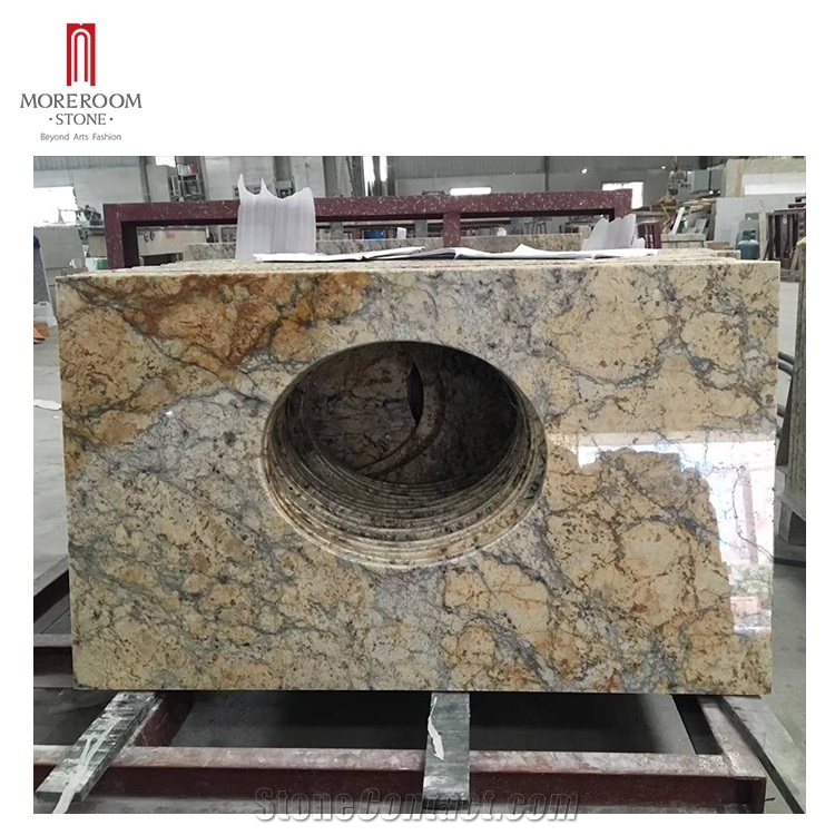 High Glossy Cultured Yellow Granite Vanity Top