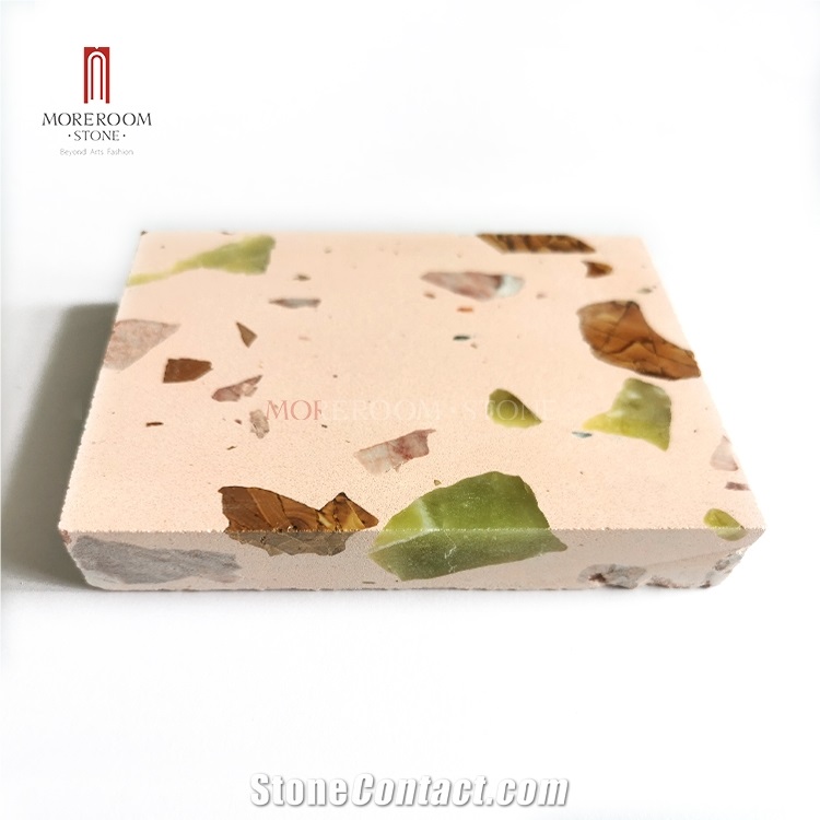 Pink Natural Stone Chips Terrazzo Tiles