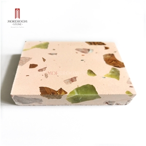 Pink Natural Stone Chips Terrazzo Tiles Pink Natural Stone Chips Terrazzo Tiles