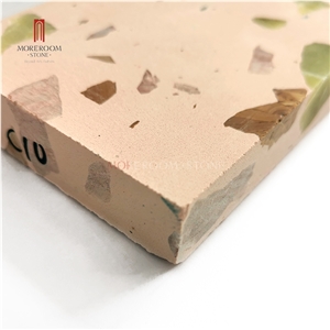 Pink Natural Stone Chips Terrazzo Tiles