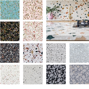 Pink Natural Stone Chips Terrazzo Tiles