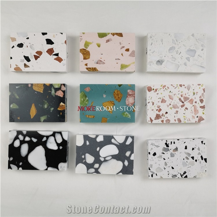 Pink Natural Stone Chips Terrazzo Tiles