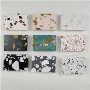Pink Natural Stone Chips Terrazzo Tiles