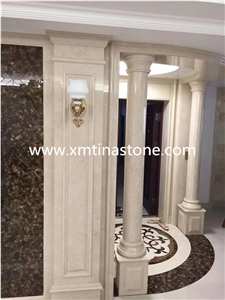 Beige Color Marble Column Yellow Color Stone