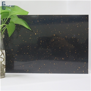 Black Color With Gold Galaxy Artificial Granite Slabs