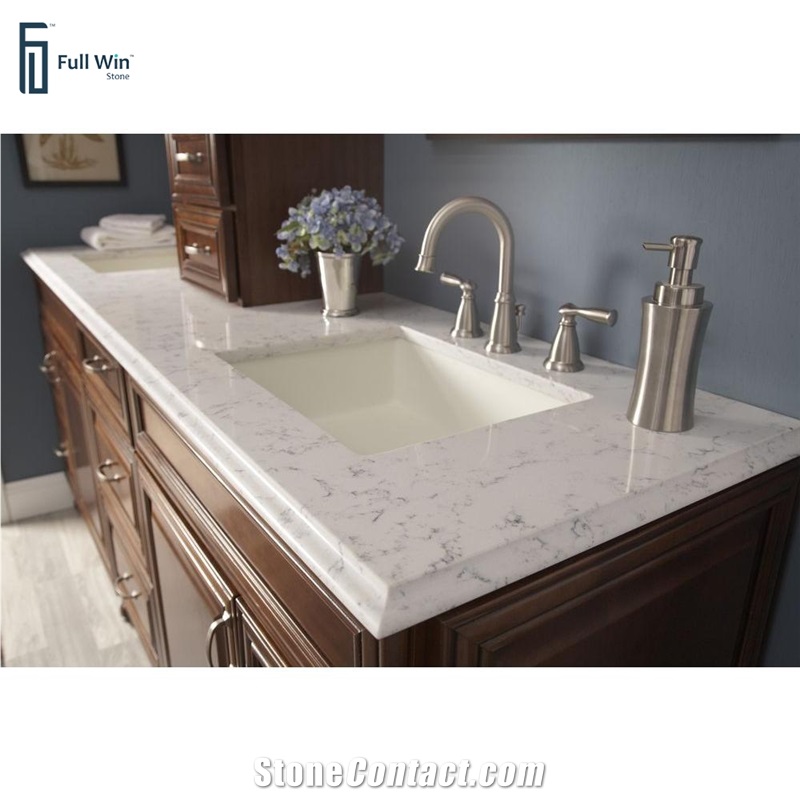 Non-Slip Carrara Quartz Bathroom Countertops