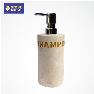 Beige Marble Bathroom Shampoo Dispenser