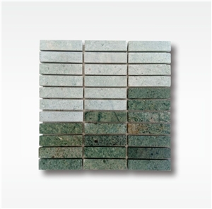 Green Sukabumi Stone Mosaic Tile - 2,5x10cm - Wet