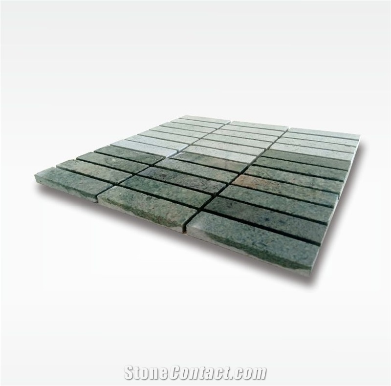 Green Sukabumi Stone Mosaic Tile - 2,5x10cm - Wet