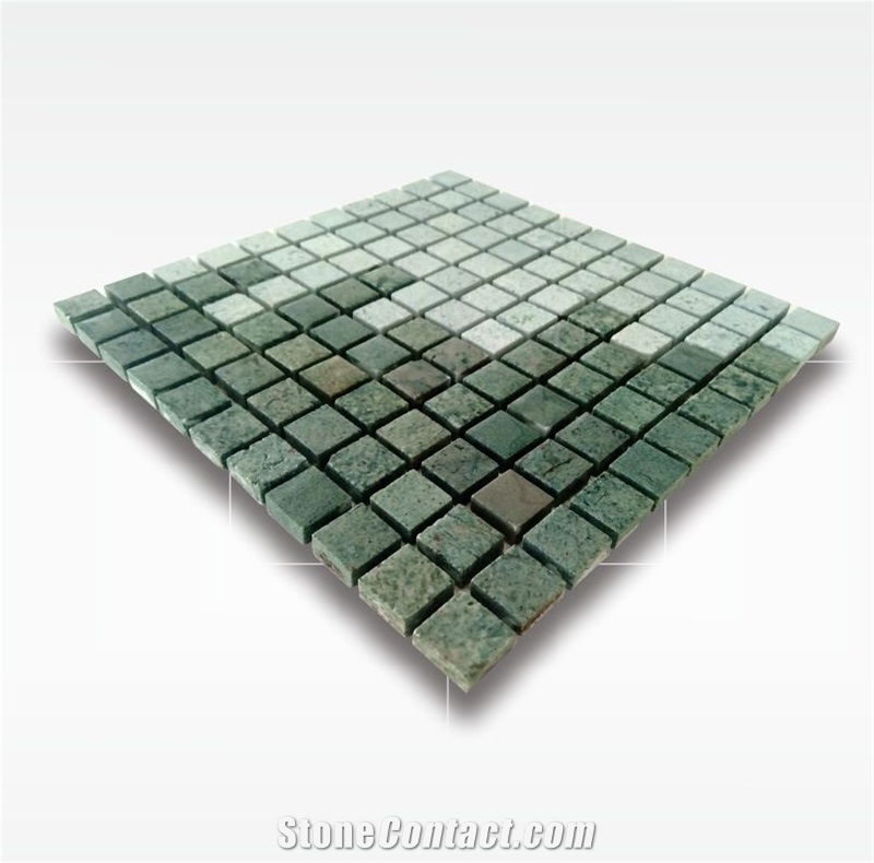 Green Sukabumi Stone Mosaic Tile - 2,5x2,5cm - Wet