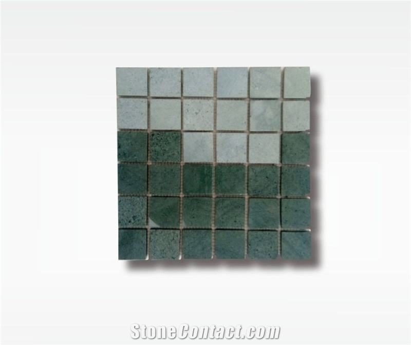 Green Sukabumi Stone Swimming Pool Mosaic - 5x5cm - Wet