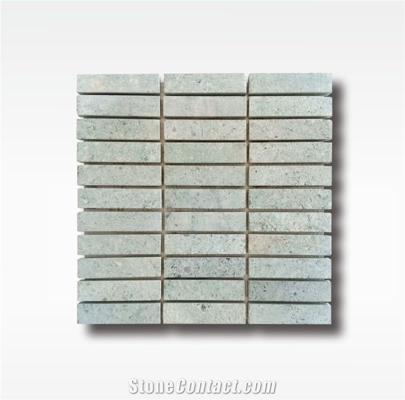 Green Sukabumi Stone Swimming Pool Mosaic Tile - 2,5x10cm - Dry