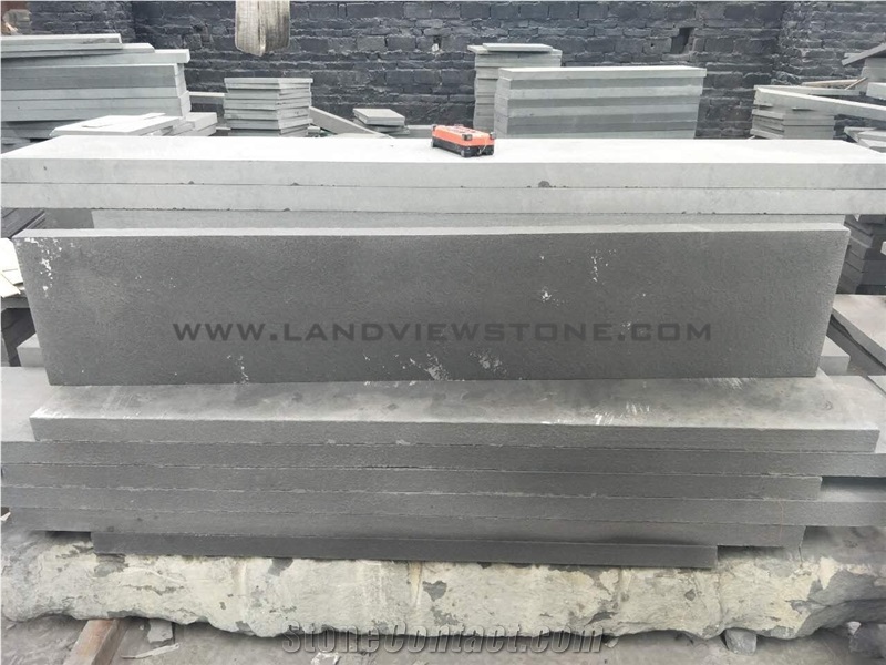 Black Sandstone Treads Grey Sandstone Tiles