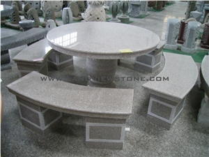 Grey Yellow Granite Graden Bench Table Chair