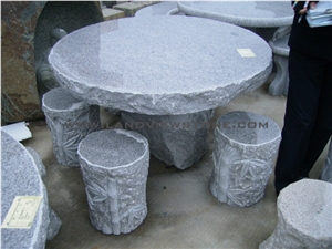 Grey Yellow Granite Graden Bench Table Chair
