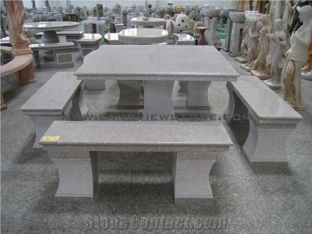 Grey Yellow Granite Graden Bench Table Chair
