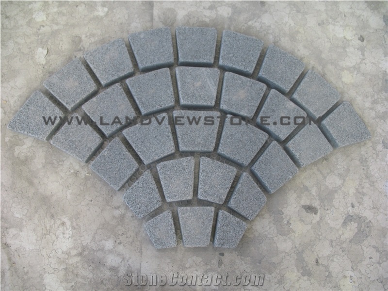 Impala Black Granite G654 Cobble Stone on Mesh
