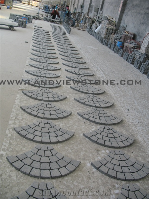 Impala Black Granite G654 Cobble Stone on Mesh