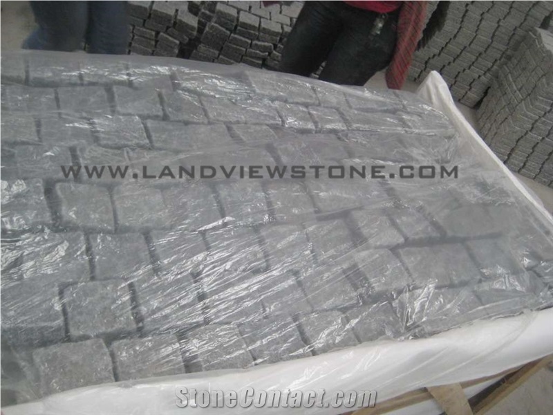 Impala Black Granite G654 Cobble Stone on Mesh
