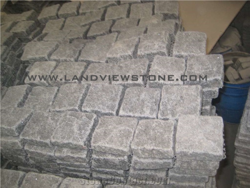 Impala Black Granite G654 Cobble Stone on Mesh