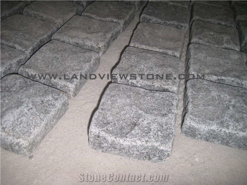 Impala Black Granite G654 Cobble Stone on Mesh