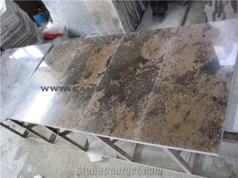 King Gold Brown Marble Brown Beach Marble Tile