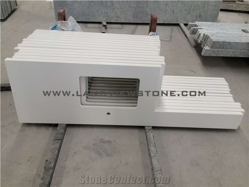 Pure White Quartz Vanity Top Hotel Bath Top