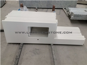 Pure White Quartz Vanity Top Hotel Bath Top