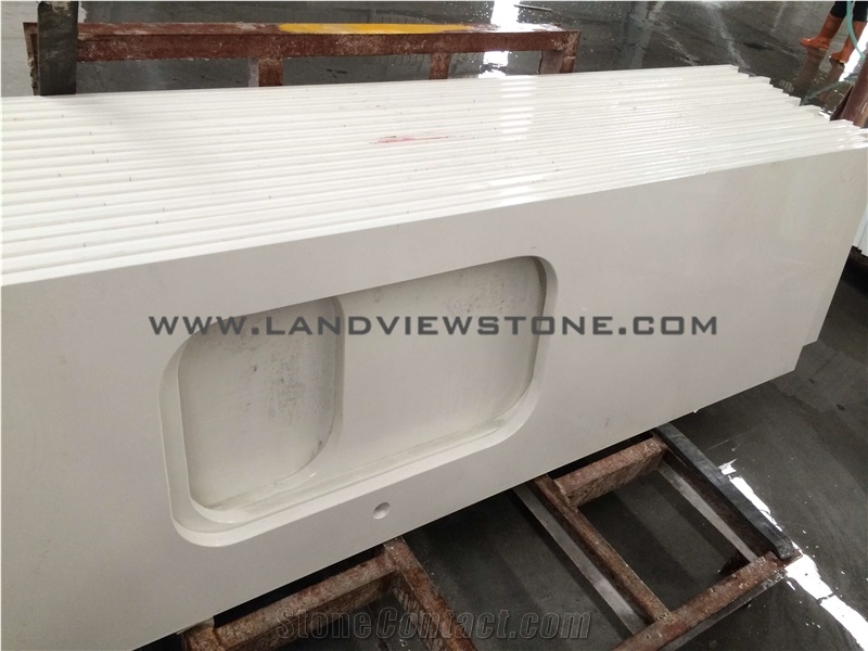 Pure White Quartz Vanity Top Hotel Bath Top