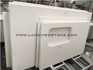 Pure White Quartz Vanity Top Hotel Bath Top