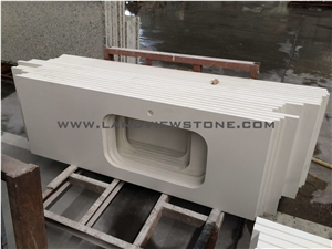 Pure White Quartz Vanity Top Hotel Bath Top