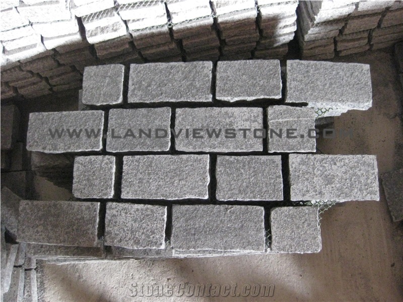 Stoma Basalt Black Pearl G684 Cobble Stone on Mesh