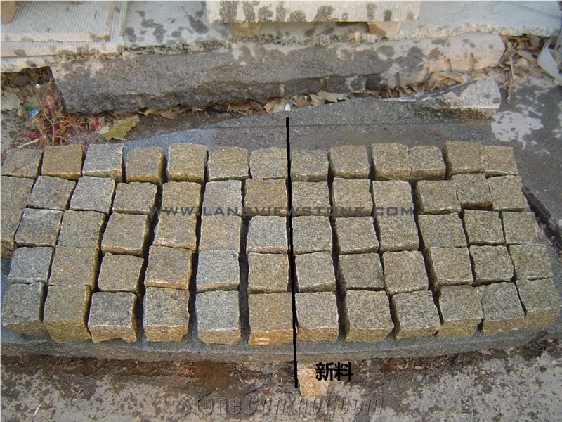 Yellow Rust Granite Cobbles ,Golden Sesame Cubes