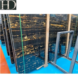 Chinese Golden Portopo New Port Black Marble Slab