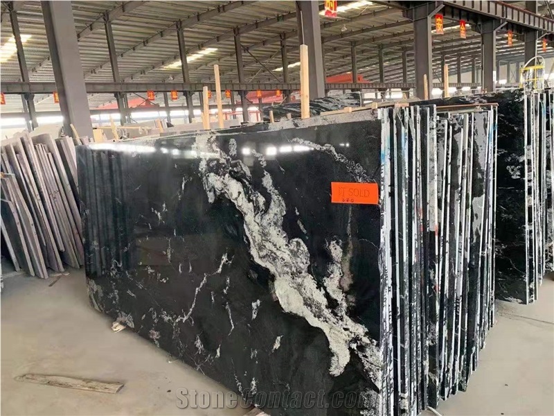 Universe Black Nebula Granite Slabs Preto Cosmico