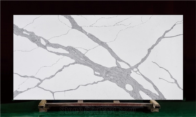 Big Slab Calacatta Grey Quartz Stone for Countertops