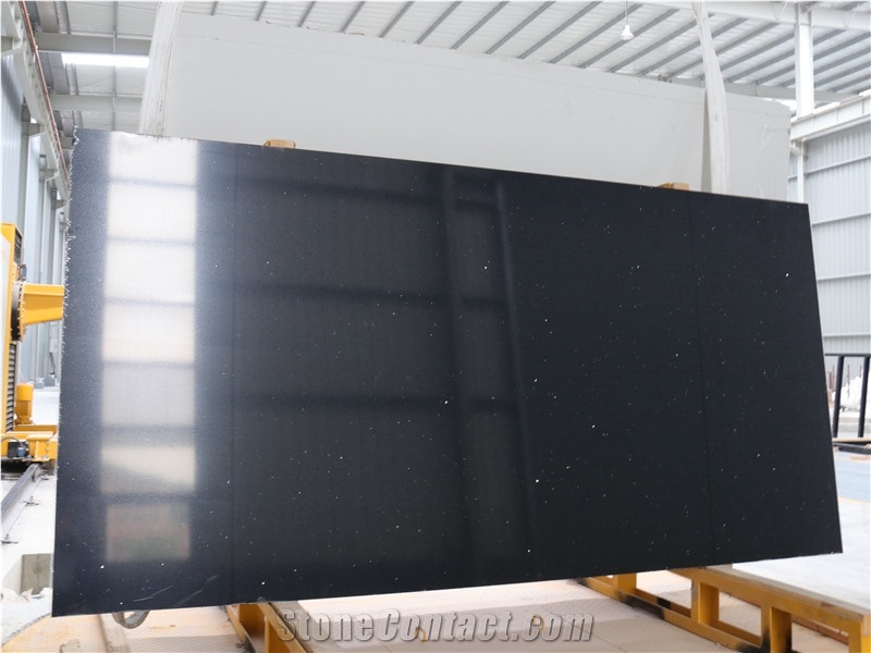 Black Quartz Slab Engineered Solid Surface Slab
