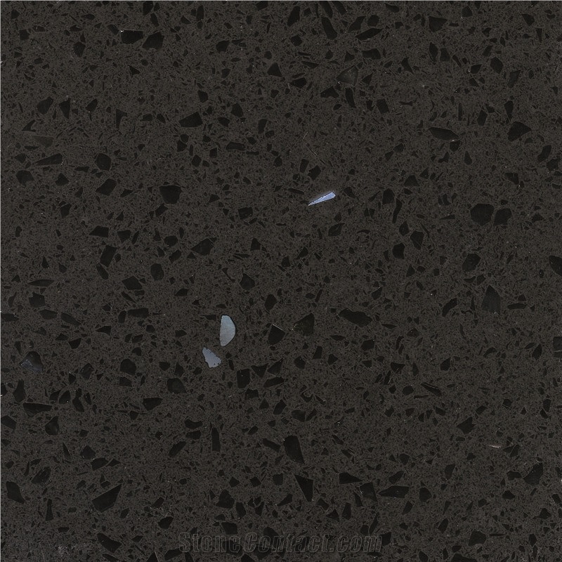 Black Quartz Slab Engineered Solid Surface Slab