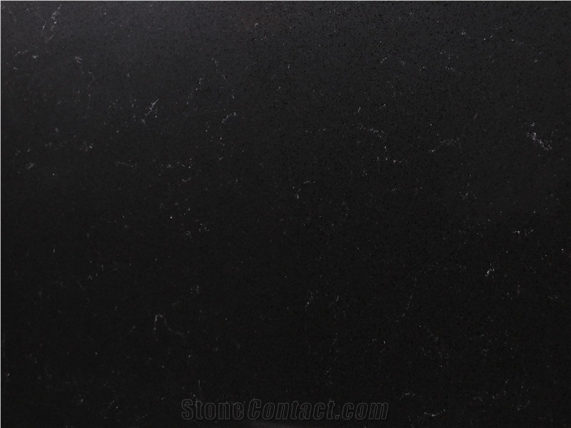 Black Quartz Slab Engineered Solid Surface Slab